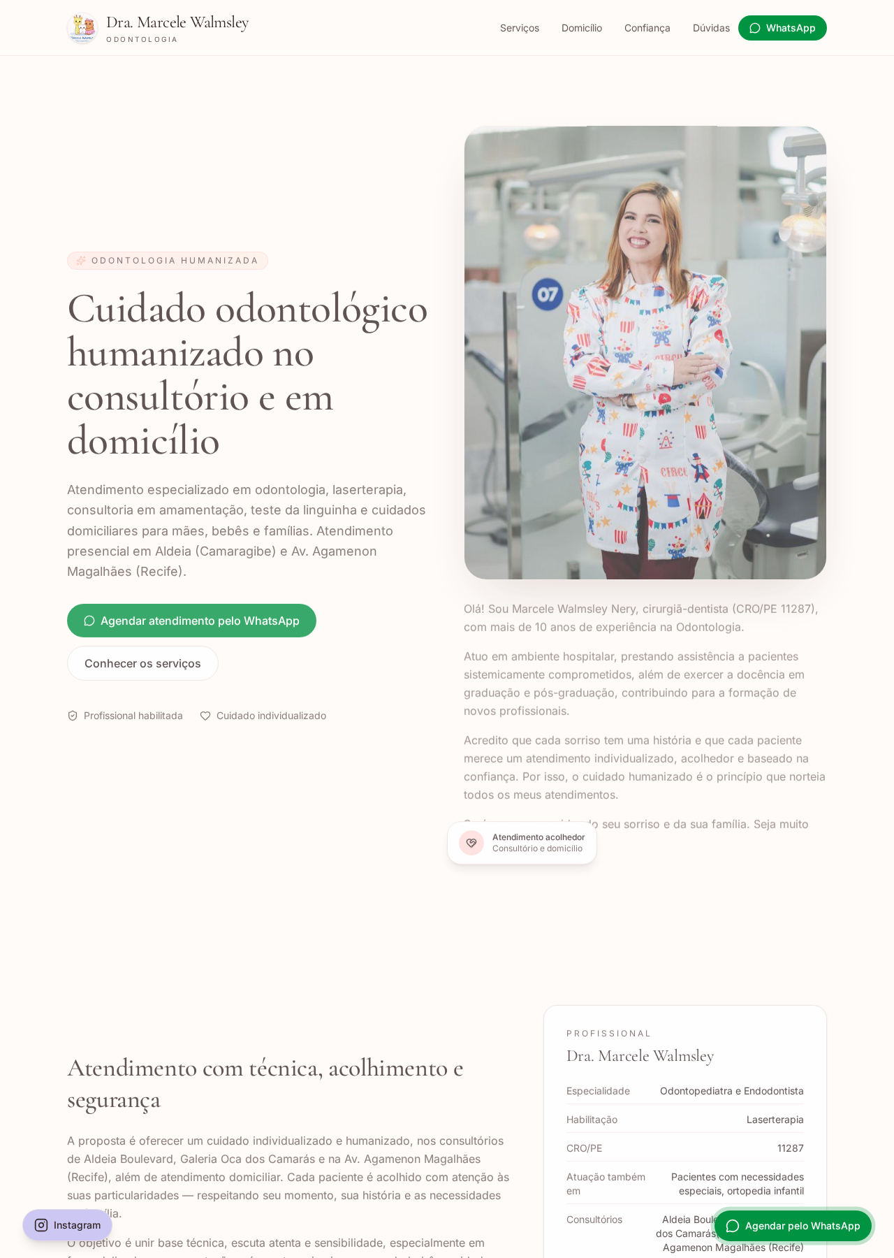 Dra. Marcele Walmsley — Site odontológico