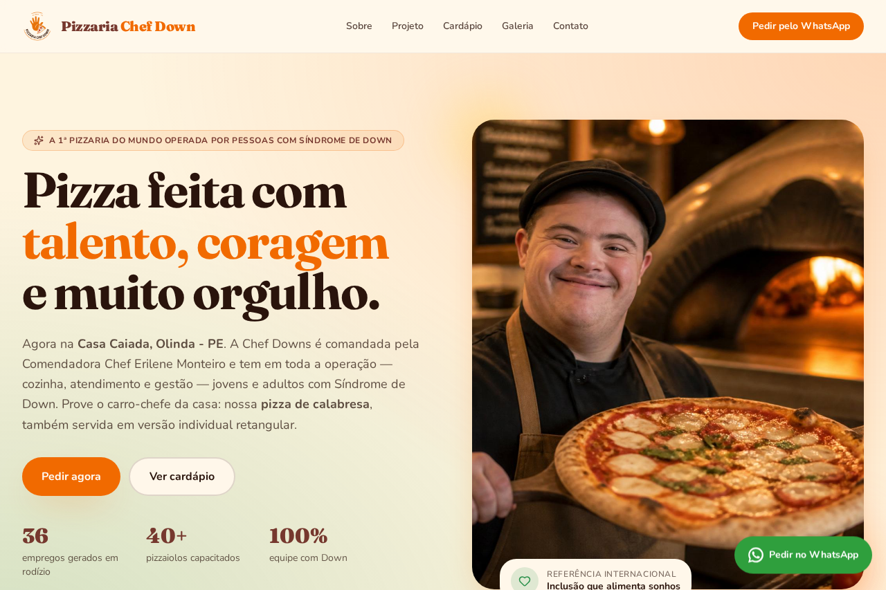 Pizzaria Chef Down — Institucional + cardápio